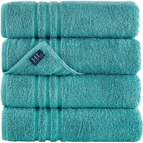 Hammam Linen Teal Turquoise Bath Towels 4-Pack - 27x54 Soft and Absorbent, Premium Quality Perfect for Daily Use 100% Cotton Towel 600 GSM