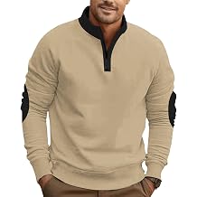 Mens Casual Long Sleeve Stand Collar Sweatshirt Fall Quarter Zip Up Pullover Golf Shirt Thermal Gym Workout Tops