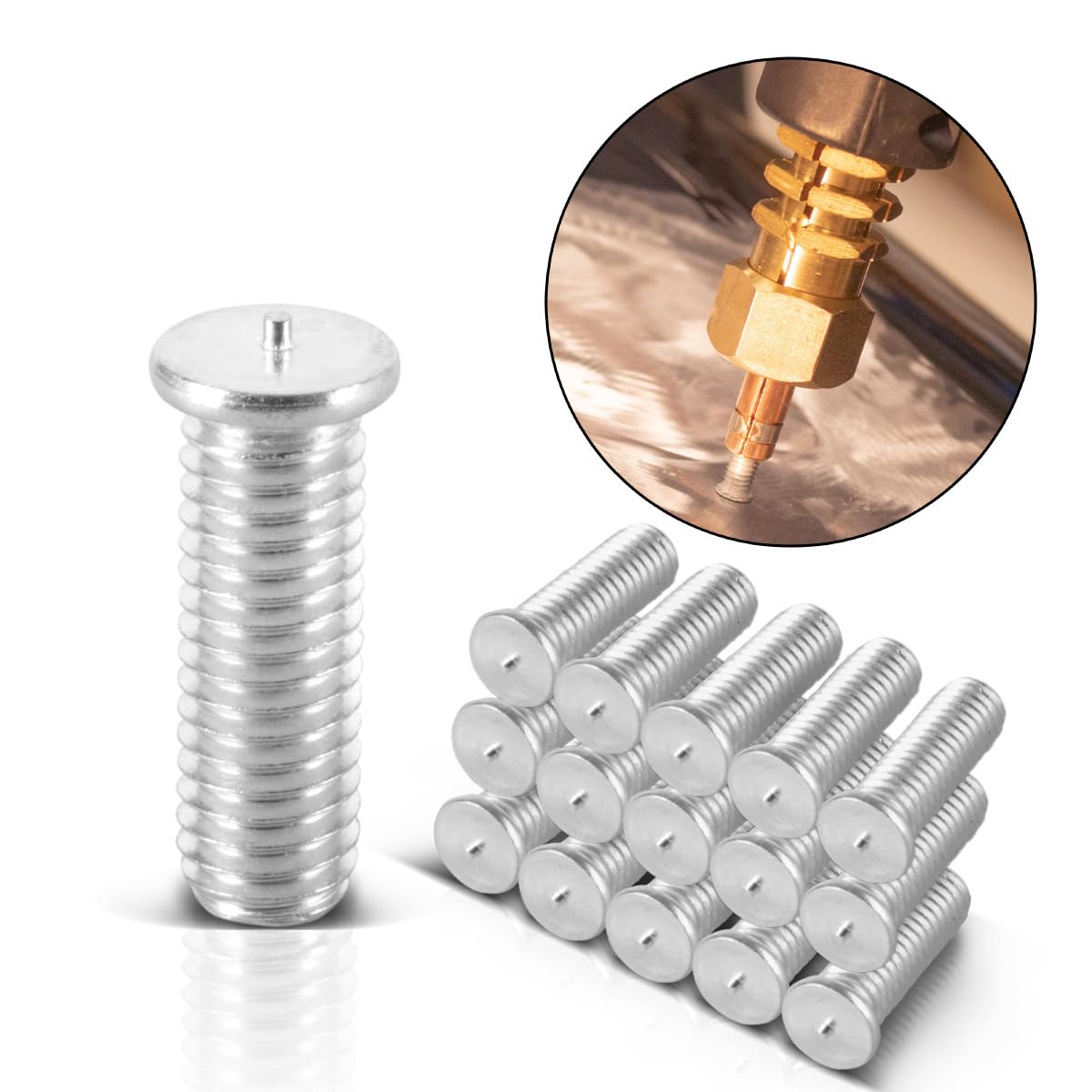 STAHLWERK Aluminium Schweißbolzen M5 Gewinde 200er Set, Smart Repair Zubehör für Ausbeulspotter/Dellenlifter/Punktschweißgerät/Ausbeulwerkzeug zur professionellen Reparatur von Kfz Karosserien