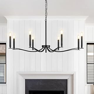 Black Chandelier, Modern Dining Room Light Fixture 8 Light Candle Chande...