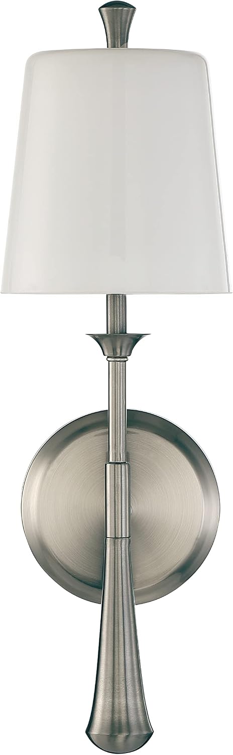 Craftmade Palmer 1 Light Sconce with Frosted Opal Glass Shade, Brushed Polished Nickel, Damp Rated, 57461-BNK