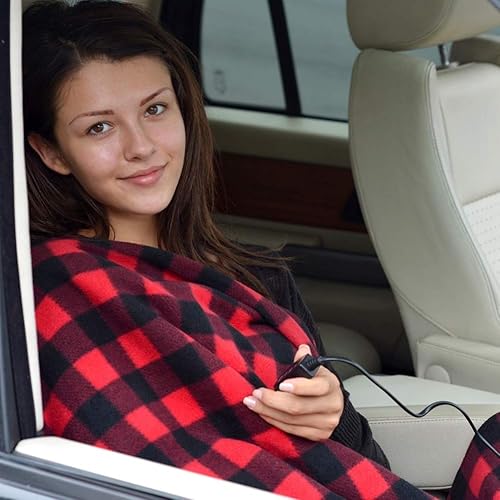 Miniatura 6 de TOHMR Electric Blankets - 12V Electric Car Heating Blanket Fleece Blanket for Winter Cold Weather Car Travel and Camping Use (BlackRed)