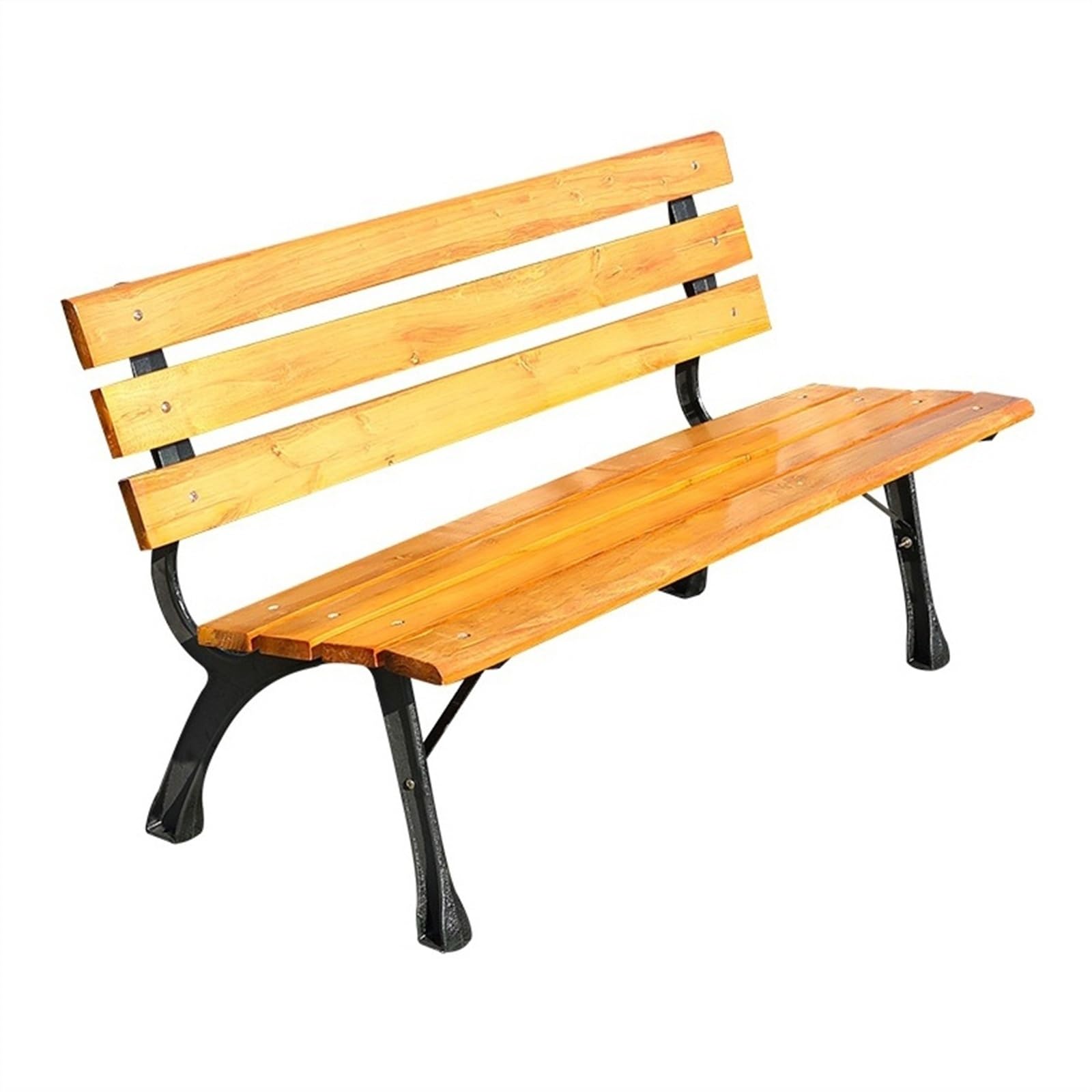 AYCDL Outdoor Benches Wooden Outdoor Bench Chair, Pastoral Style 3-Seats Outdoor Bench with Backrest, Metal Frame, for Garden, Courtyard, Backyard Outdoor Patio Chair,size_name-120cm