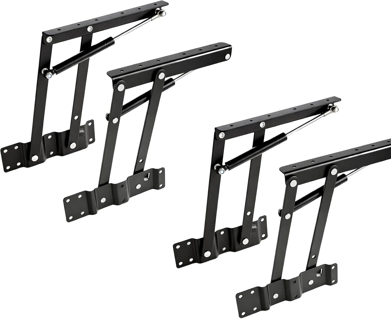 4 Pcs Ottoman Lift Top Mechanism, Heavy Duty Hydraulic Lift Hinges for Coffee Table & Ottoman, Folding Lift Up Hardware, Black