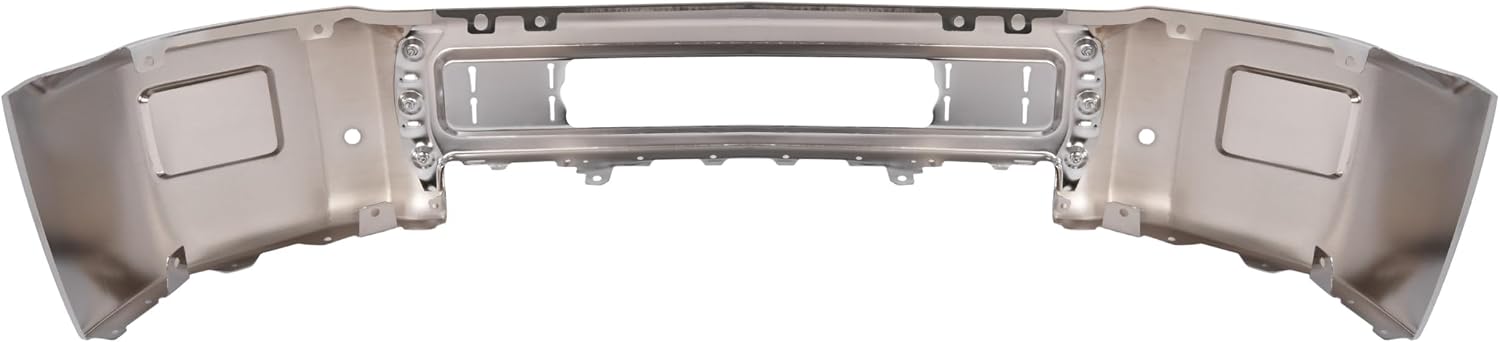 ALMULOO Front Bumper Face Bar 3PCS Compatible with 2015-2019 Chevy Chevrolet Silverado 2500 3500 HD High Country, LT, LTZ, WT W/O Fog Light Holes, w/Parking Aid Sensor Holes Steel Chrome Silvery