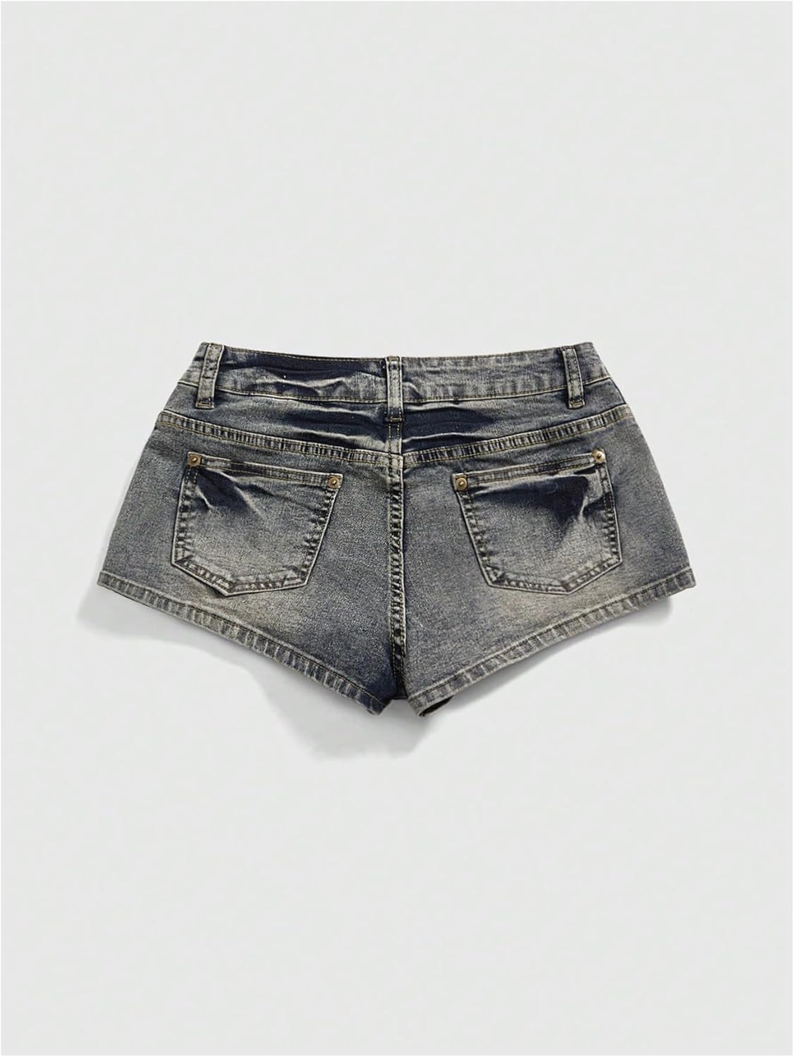 WDIRARA Women's Cross Low Rise Ripped Skinny Denim Shorts Grunge Punk Mini Shorts