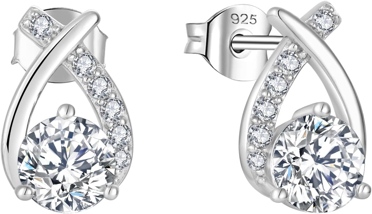 Starchenie 925 Sterling Silver Stud Earrings for Women - 6mm Round Birthstones Earrings Birthday Jewelry Gifts