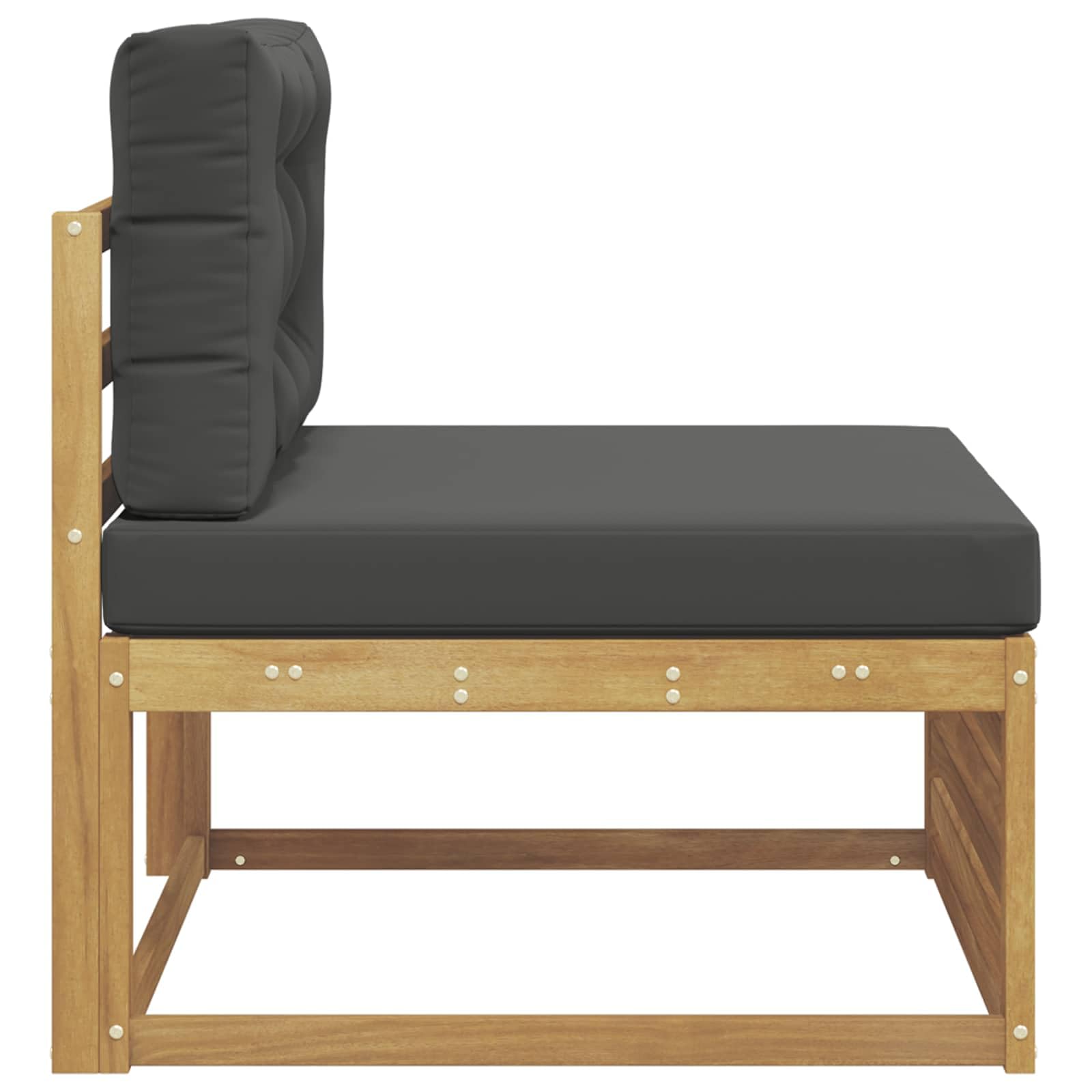 Divano centrale per esterni, in legno massiccio di acacia, bianco, set di mobili da giardino, per esterni, resistente alle intemperie, per giardino, terrazza, balcone, divano centrale