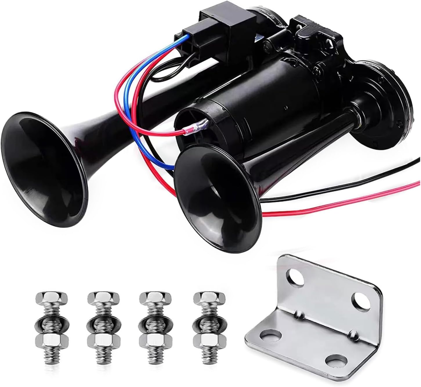 Horn for 12V Vehicles Double Tube Metal Composite Electric Trumpet 600DB Super Loud Auto Air Horn