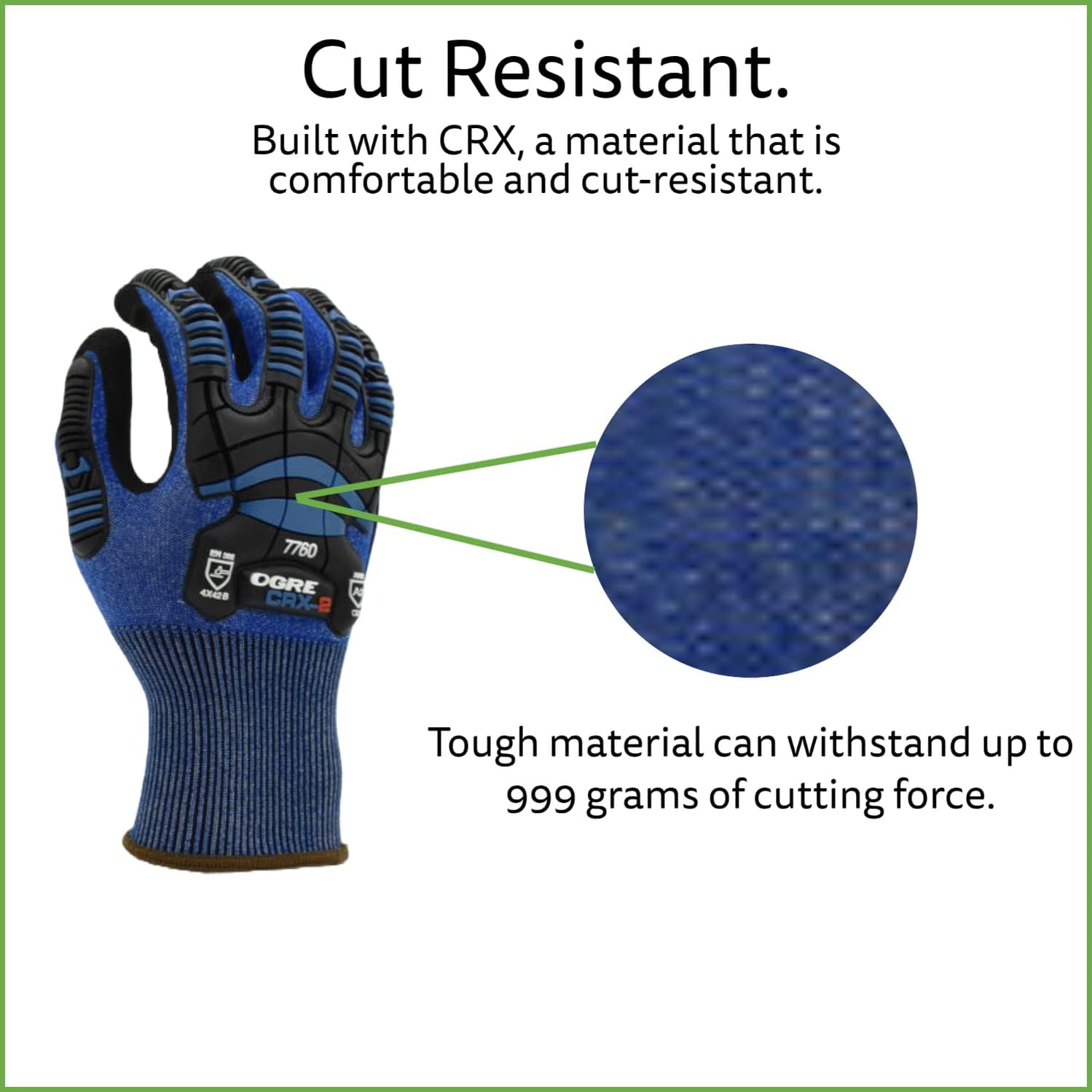 Cordova 7760 Impact Gloves, CRX Fiber, 18-Gauge, Sandy Nitrile Coating for Grip, TPR Impact Protection, Cut-Resistant
