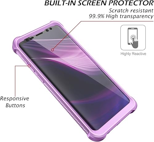 Miniatura 4 de Dexnor Funda para Galaxy S9 con protector de pantalla transparente de grado militar, resistente 360, cuerpo completo, a prueba de golpes, carcasa