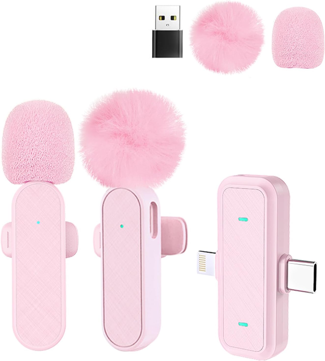 Wireless Lavailer Microphone for iPhone, IPad, Android, Professional Wireless Mini Microphone, 2 in 1 Condenser Lapel Mic for Interview Video Podcast Vlog YouTube ASMR TikTok (2 Pcs)