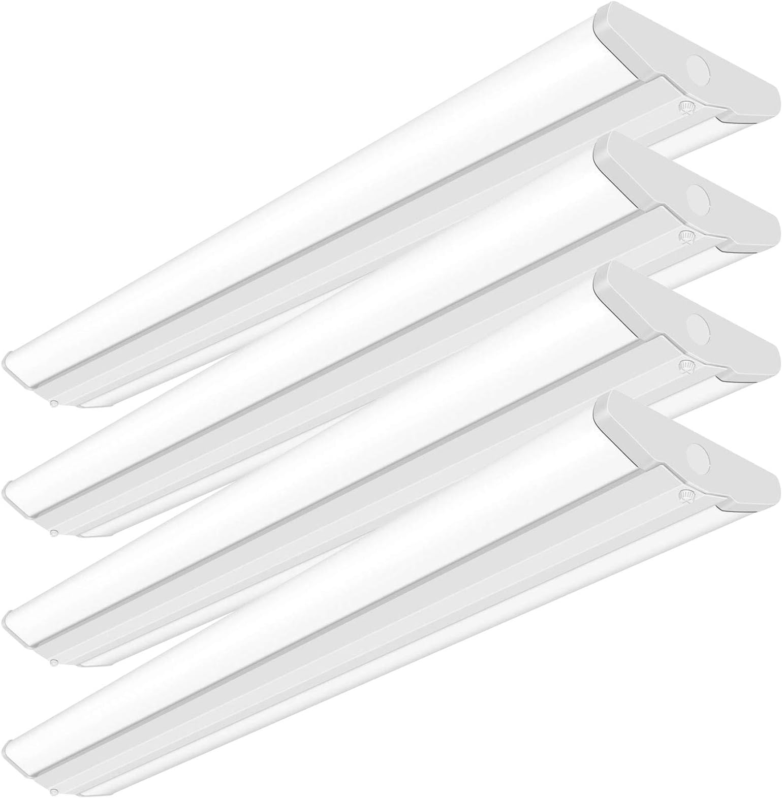 AntLux 4FT LED Wraparound Light Fixture 50W Ultra Slim LED Shop Lights for Garage, No Glare, 5500 Lumens, 4000K Neutral White, 4 Foot Flush Mount Office Ceiling Wrap Light for Workshop Kitchen, 4 Pack