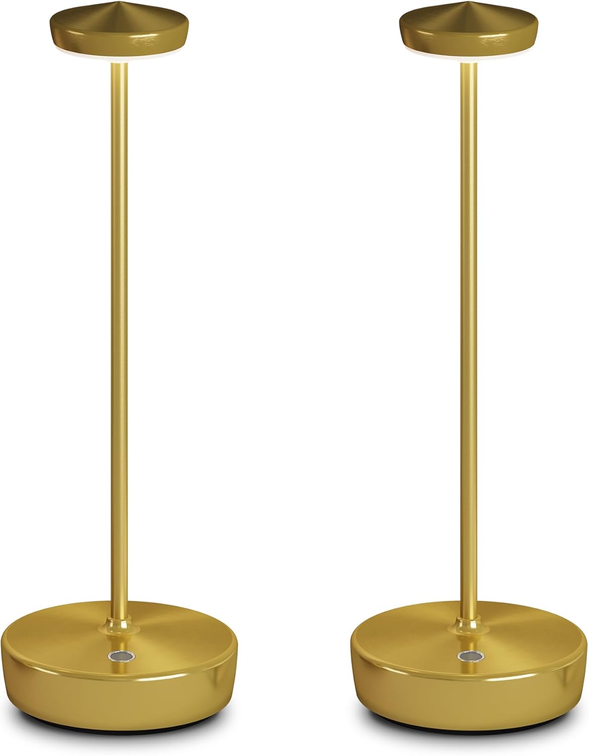 2 Pack Rechargeable Cordless Table Lamps, 5000mAh LED Portable Table Light with 3 Color Stepless Dimming, Battery Powered Waterproof Table Lamp for Outdoor/Restaurant/Home/Dinner (Brushed Gold)