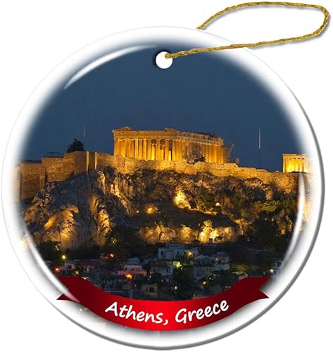 Vista 25 de Fhdang Decor Piazza del Duomo Milano Italia Sunrise Milán Italia Adorno de Navidad de porcelana de doble cara adorno de cerámica, 3 pulgadas