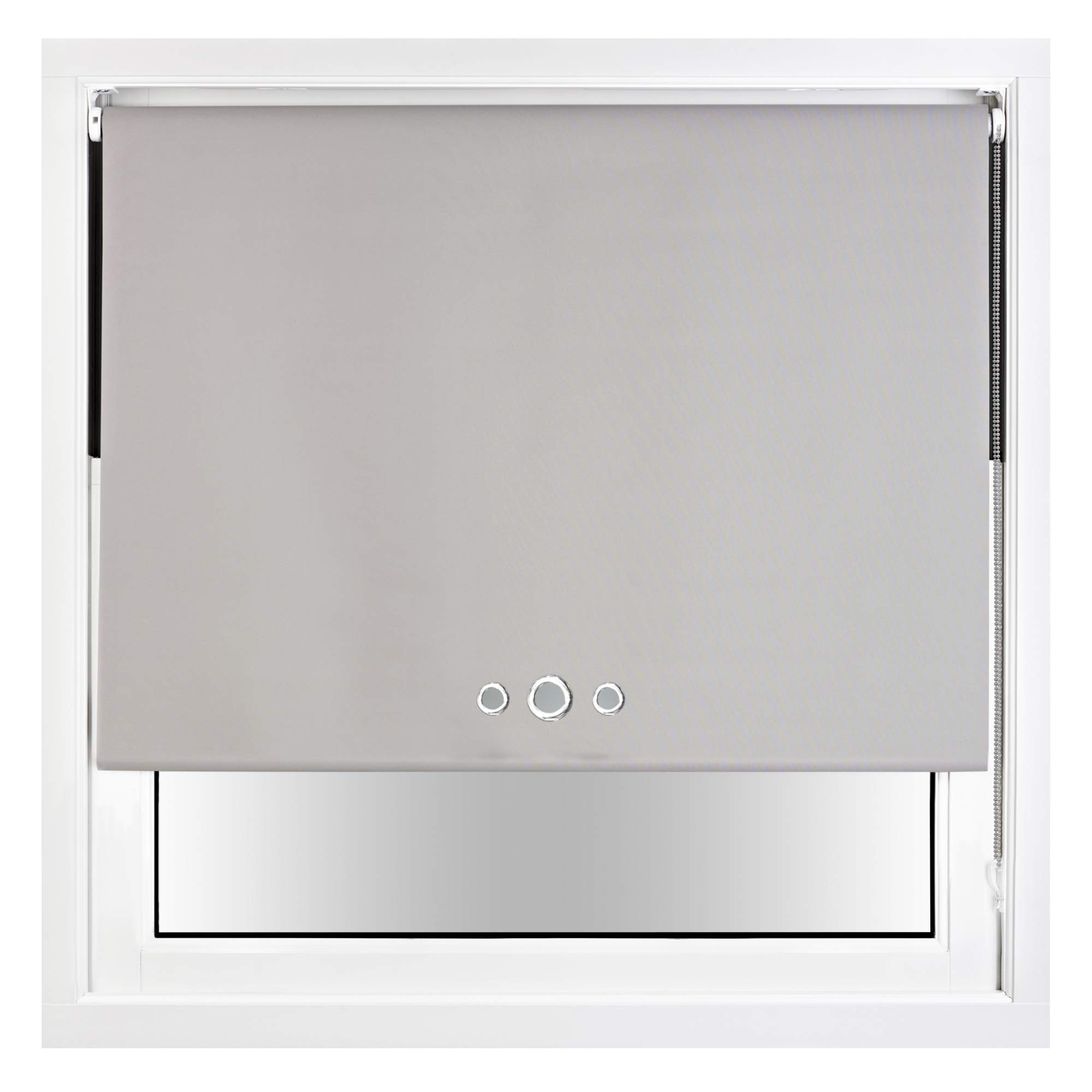 FURNISHED Blackout Roller Blind with Triple Eyelets & Metal Fittings Trimmable - Grey, 120W x 165H cm
