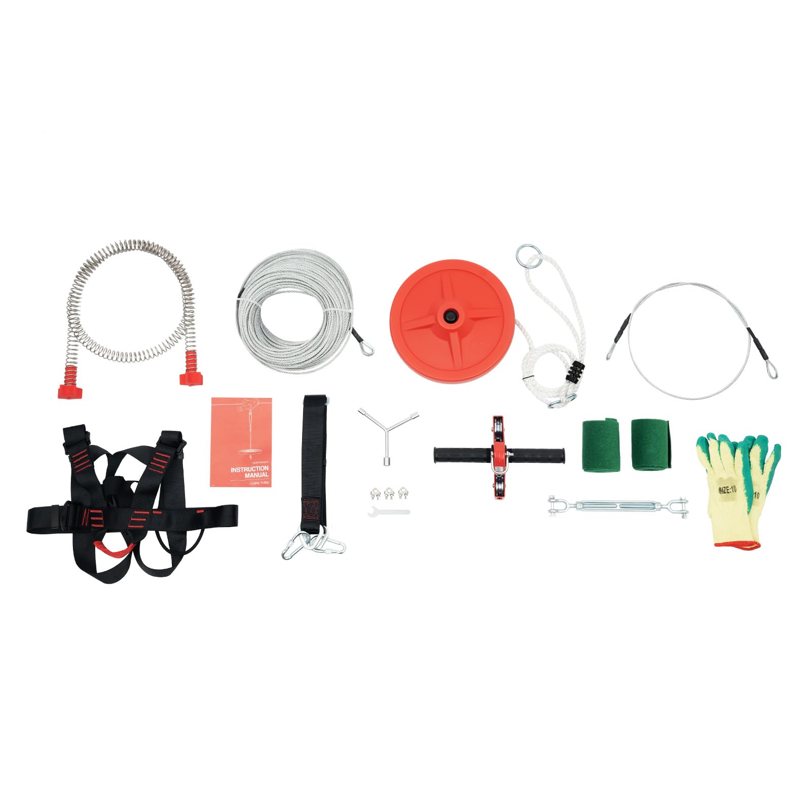 INPAITOO 160 Ft Backyard Zip Line Kit for Kids, Kids Zipline Kit with Adjustable Seat & Safe Belt, Stainless Steel Spring Brake Zip Line Kit for Backyard Outdoor