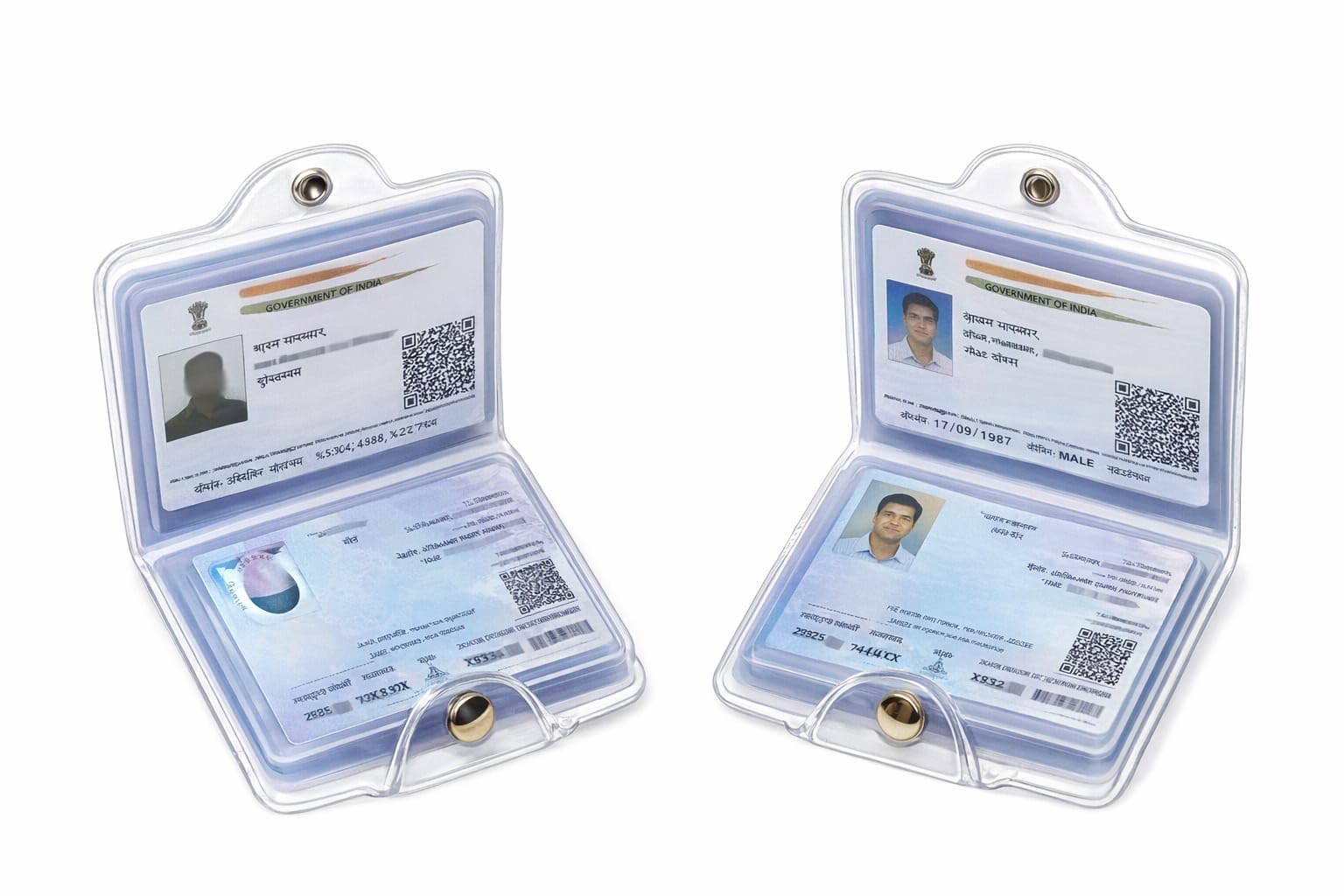 Transparent Card Holder Wallet for Men and Women, Pack of 2 | ATM Visiting Business Credit Card, 10 Clear PVC Plastic Pockets, Holds up to 20 Cards-image-3