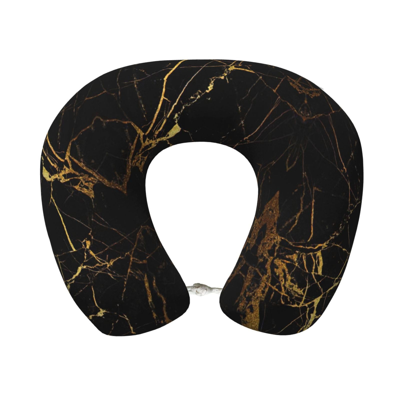 ASFgda U-Shape Memory Foam 3d Stylish Gold Marbling Texture Print Travel Pillow,Neck Support,Washable Cover For Airplane Car Home Office