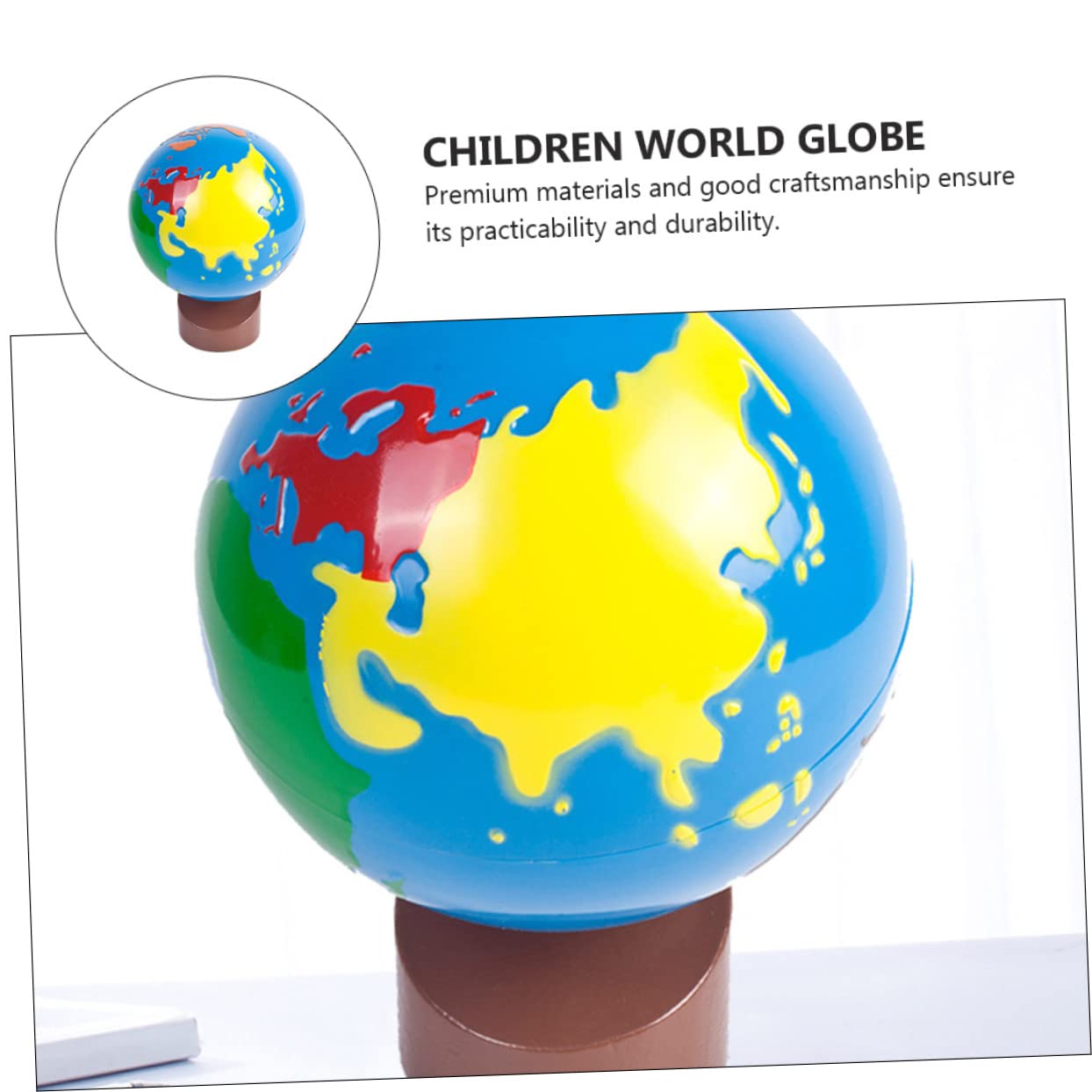 Hemobllo Globo Terráqueo Infantil de Madera con Pintura Ecológica para Uso en Ambientes y Educación Temprana