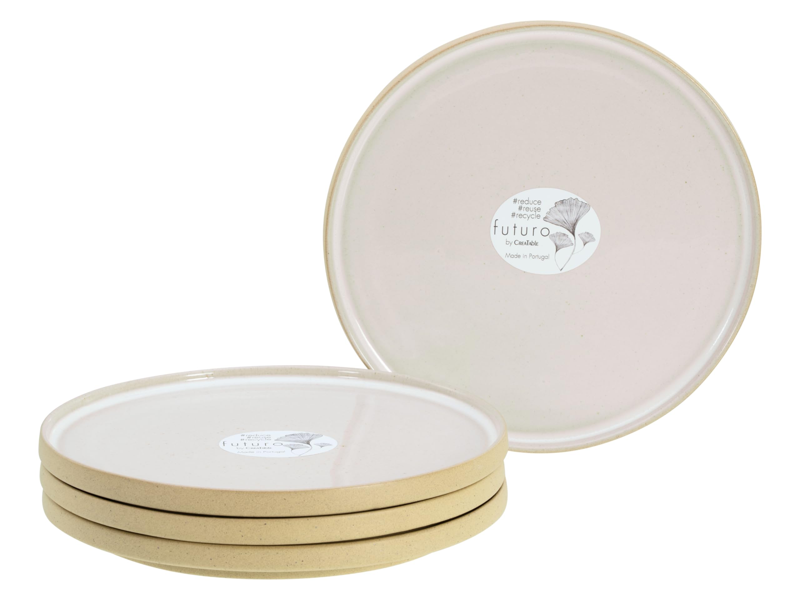 Creatable, Futuro Series 21658, 4-Piece Tableware Set, Dessert Plate Set Made of Stoneware, Dishwasher and Microwave Safe, Made in Portugal