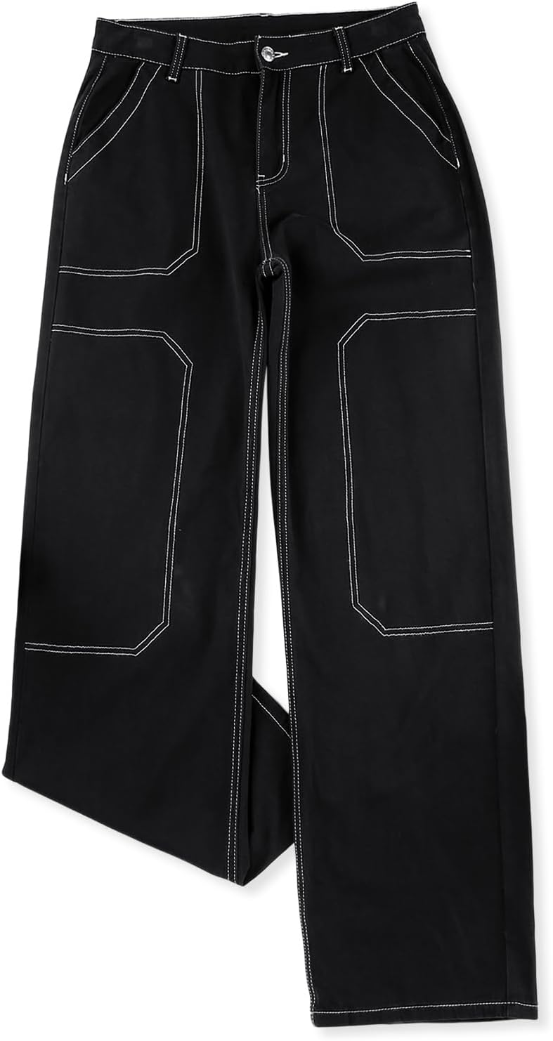 Sidefeel Women's Cargo Jeans Casual Loose Mid Rise Wide Leg Denim Pants - Image 5