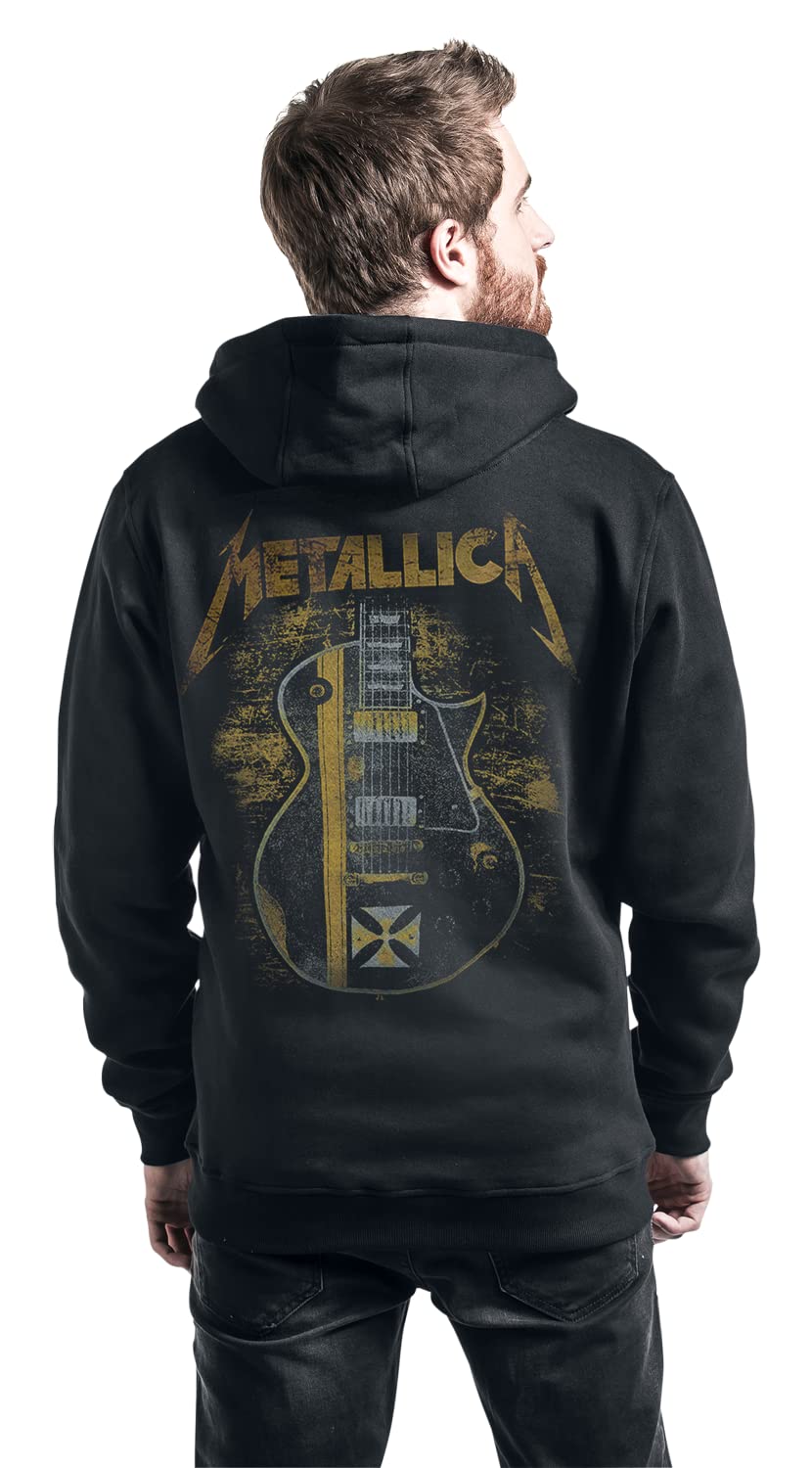 Metallica Hetfield Iron Cross Guitar Homme Sweat-shirt zippé à capuche noir