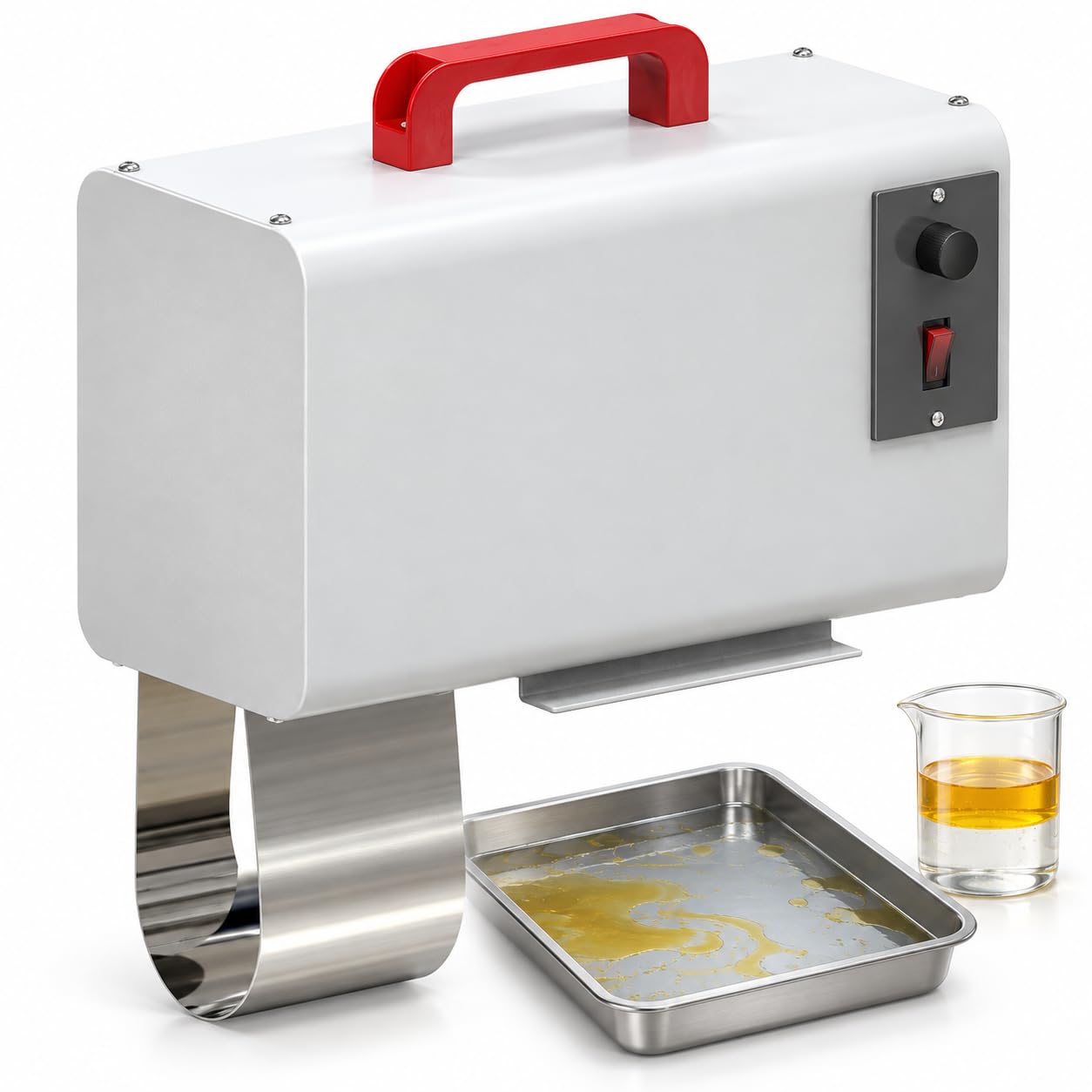 Skimmer de aceite portátil, succión de 35 l/h, correa de acero de 100 mm