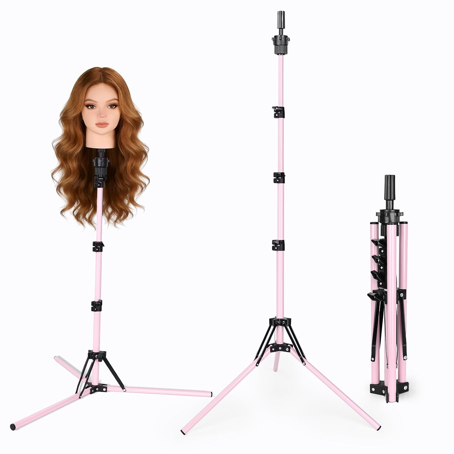 Beauty Star Mannequin Head 80% Human Hair with 63 Inch Tripod Mannequin Head Stand