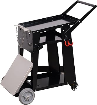 US STOCK Welding Cart for ALW-1200 Welding Machine Heavy Duty Welder Cart Kit 3 Levels Large Storage 360 Rolling Wheels Welding Accessories