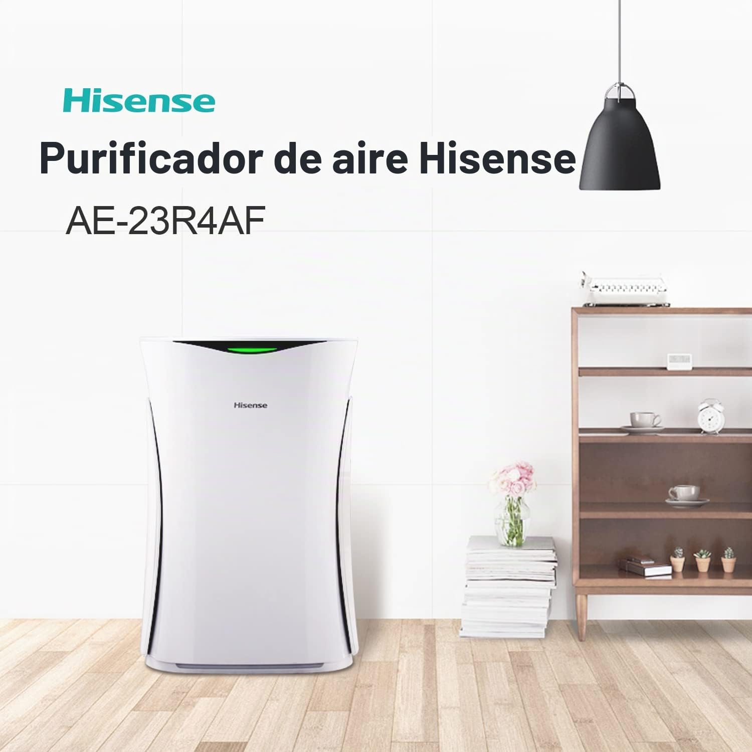 Purificador de Aire Hisense AE-23R4AF, Alta eficiencia, Modo Silencioso, Filtro HEPA 12, purificación rápida, 48 m2, con mando
