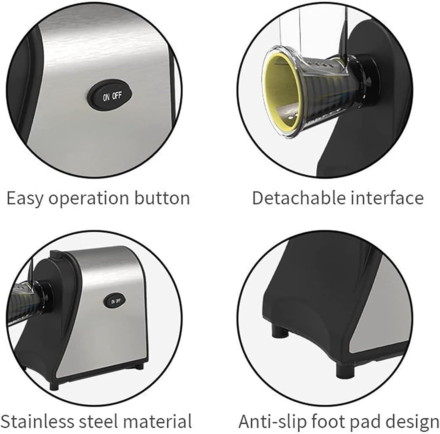 Electric Grater, 1000W Professional Vegetable Cutter, 5 Interchangeable Stainless Steel Blades, Easy To Operate, for Shredding and Grating Hard Cheese, Chocolate, Nuts