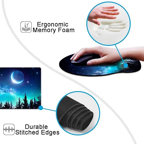 Miniatura 2 de DOOKE Alfombrilla de escritorio, juego de soporte de muñeca para videojuegos, 4 en 1 XXL, alfombrilla de mouse grande + reposamuñecas para teclado,