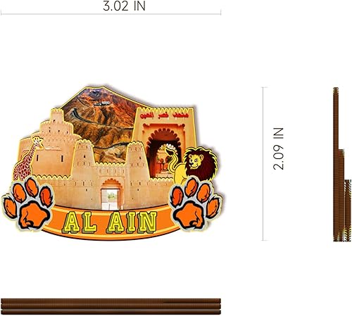 Miniatura 3 de Al Ain - Imanes de madera de EMI árabe, imanes 3D para nevera de viaje, decoraciones coleccionables hechas a mano