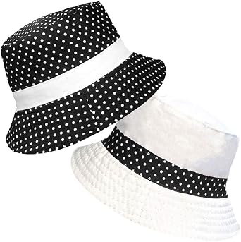 TOSKATOK  UPF 50+ Ladies Womens Reversible Cotton Polka Dot Bush Bucket Sun Hat