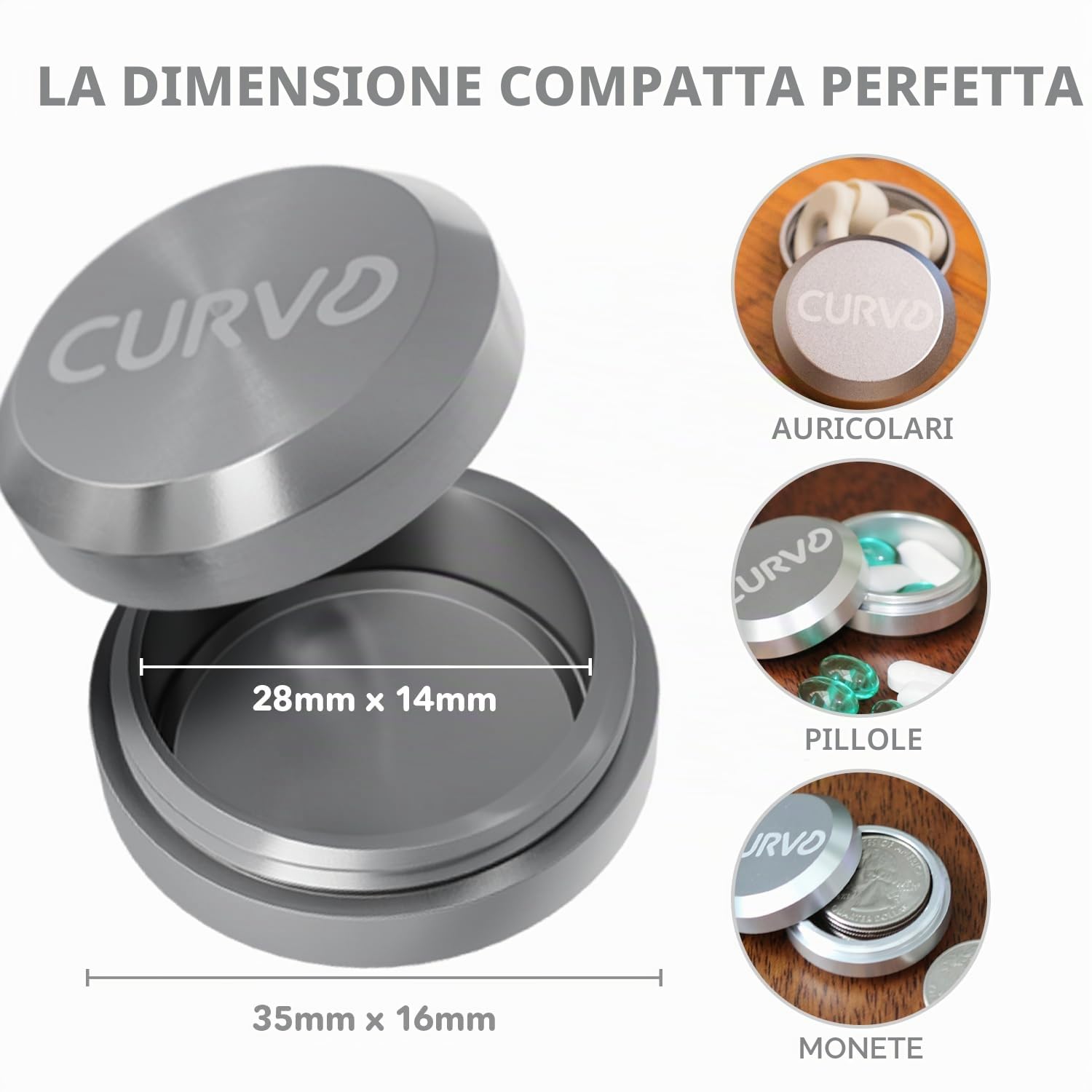 CURVD - Custodia Premium da Trasporto – Contenitore Portachiavi Durevole da Viaggio, Organizer per Pillole e Portapillole da Viaggio, Piccolo Supporto Impermeabile per Pillole, Tappi per Orecchie