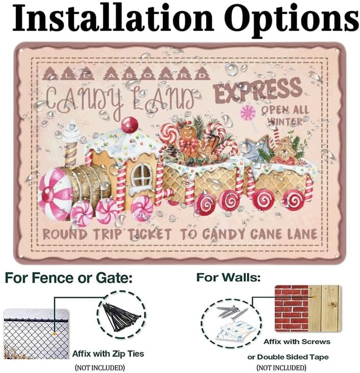 Miniatura 3 de Candy Land Express - Letrero de metal con diseño de pan de jengibre, decoración de Navidad, panadería, hogar, granja, cafetería, bar, cocina,