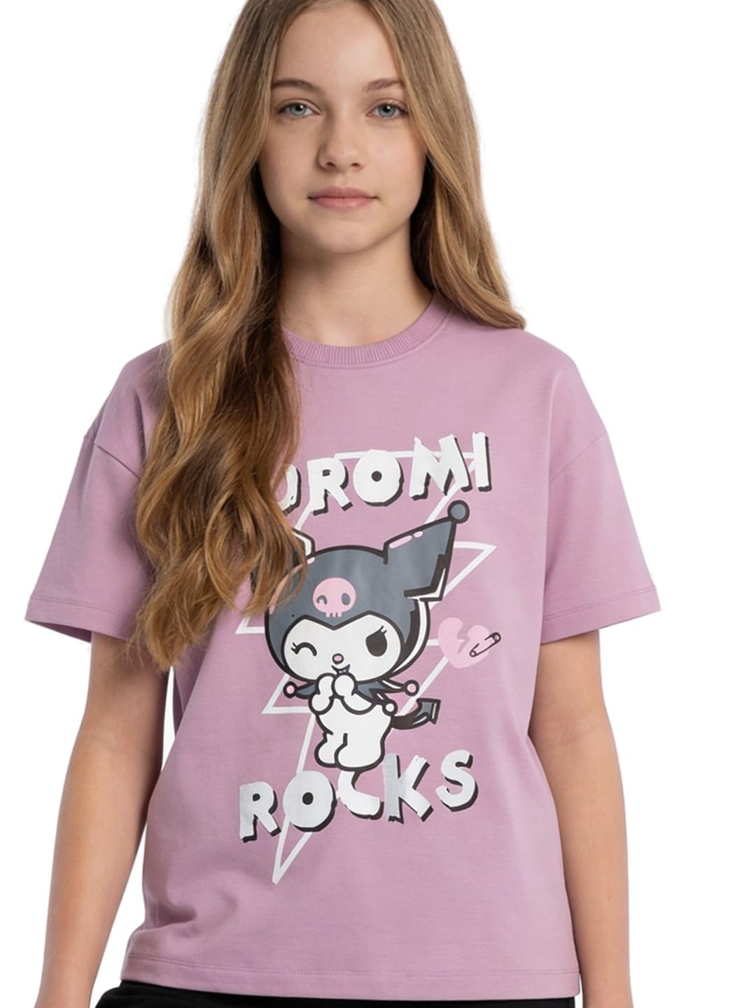 kuromi　Merlette SOLIMAN SHIBORI XS Buy Max Girls Kuromi Print Oversized T-Shirt at Amazon.in