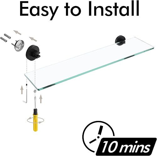 Miniatura 7 de KES Estante de baño de vidrio, estantes de 20.1 pulgadas para baño con estantes flotantes de vidrio templado, montaje en pared de acero inoxidable