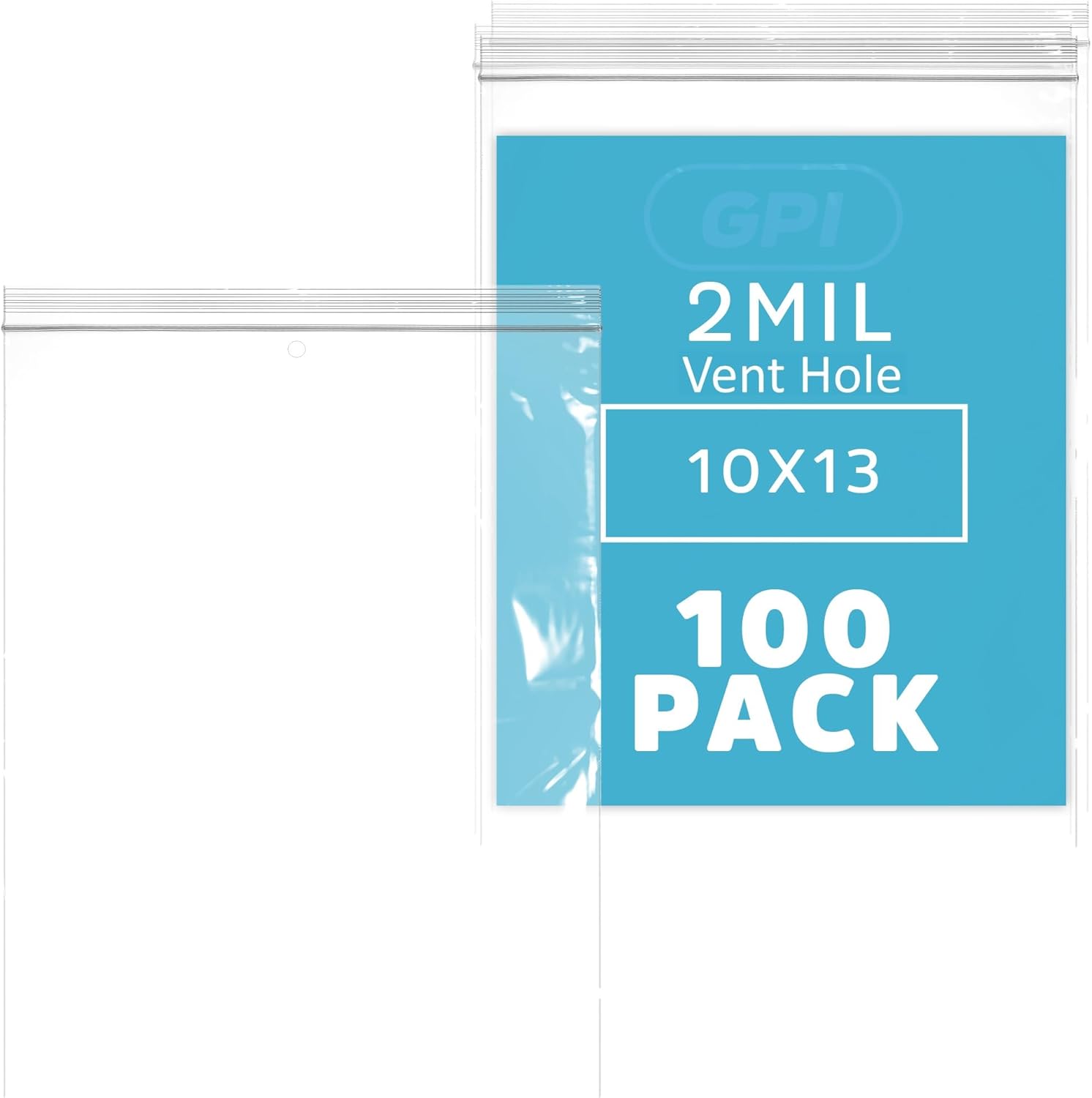 500 Count - 9" x 12" Zip Bags with Vent Hole, 2 Mil Thick, Reclosable Poly Zipper Baggies for Packaging Clothing & Apparel, A4 Letter Size Paper, Light Tools or Food Items that need ventilation - GPI