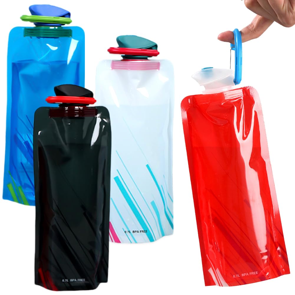 Wfkkmeq C Foldable Water Bottle, 700Ml Ollapsible Stock Bottle, Soft Flexible Foldable Reusab Water Bottles For Gym Amping Ycling Outdoor Sports Hiking - 4 Pieces Hooded Ape
