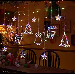 Luzes de Natal Festão Cascata Cortina Decoração Corda Para o Quarto Casamemto (Estilo C Colorida,110V)