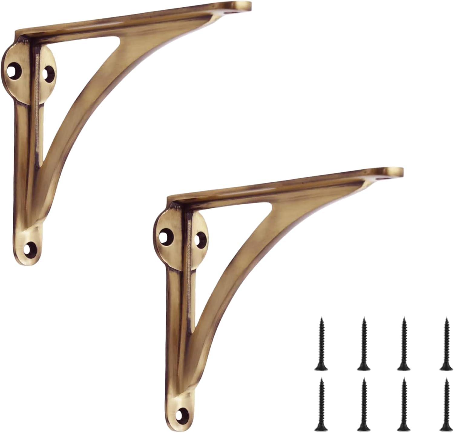 Decorative Brass Shelf Bracket | Antique Shelf Bracket for Shelving Modern L Shaped Design | Heavy Duty, Modern Shelf 6 Inches ( Pack of 4 )