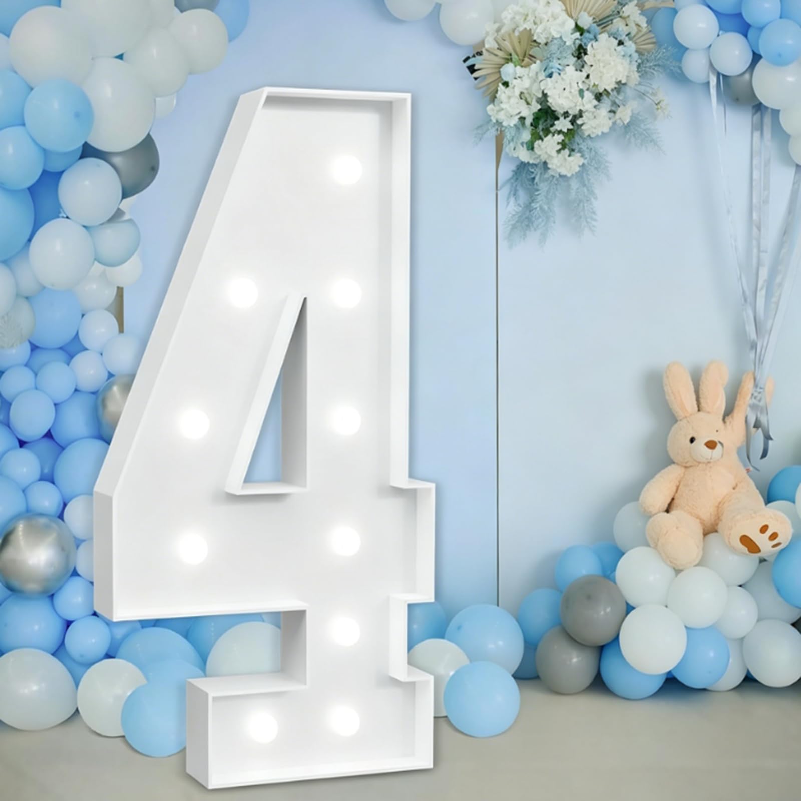 Marquee LED lampki numeryczne, 120 cm, duże, do samodzielnego montażu, podświetlane znaki cyfrowe, dekoracja tła na urodziny, wesele
