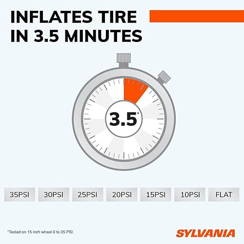 Miniatura 3 de Sylvania Inflador de neumáticos portátil rápido - Compresor de aire portátil rápido - Para neumáticos de automóviles, bicicletas y más - Dial