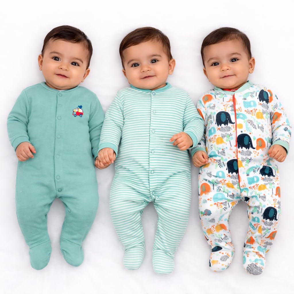 VParents Rompers for New Born Baby Girl & Boy (Pack of 3), 100% Cotton Full Sleeve Romper/Bodysuit/Jumpsuit/Onesies/Sleeps... - Review, Price and Buying Guide