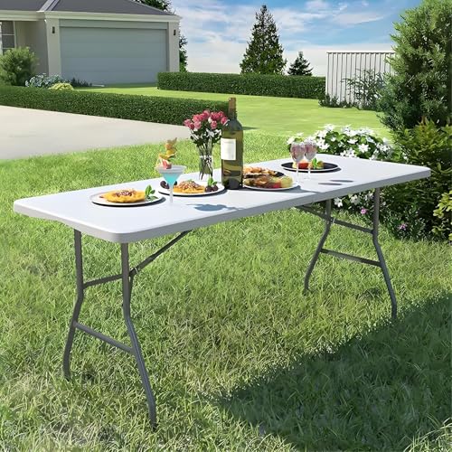 Table pliante exterieur 180cm blanche gain de place pour jadin