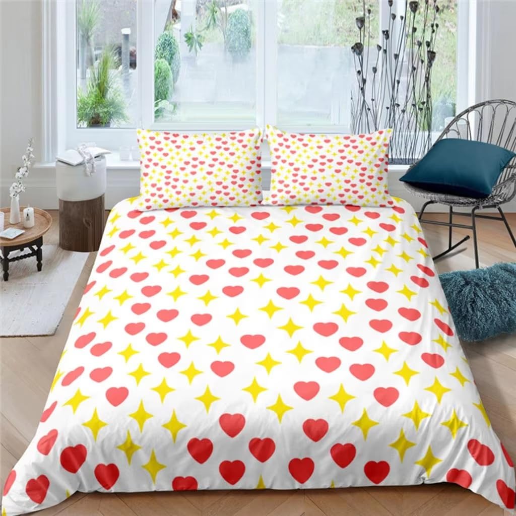 Housse de couette 240X220 rose et rouge lavable parure lit king ado