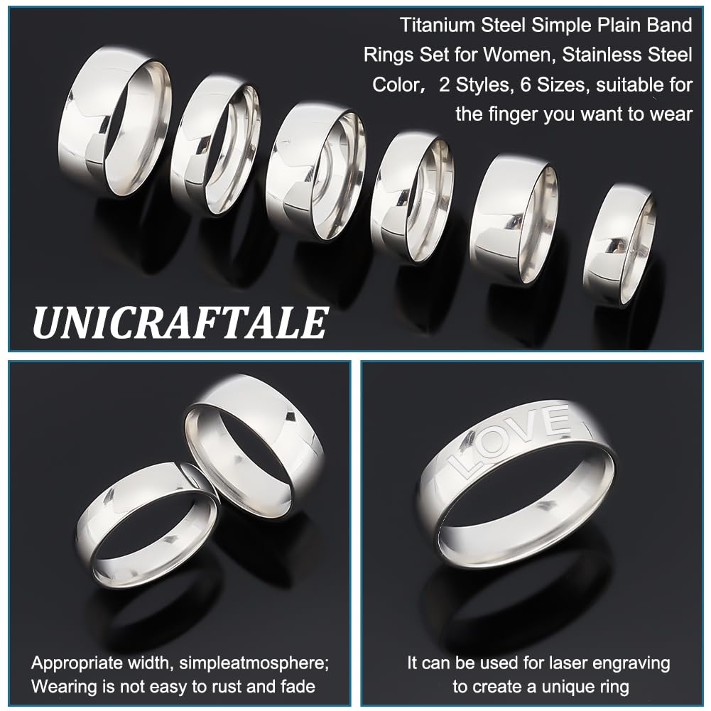 UNICRAFTALE 12 Pcs 6 Tailles En Acier Inoxydable Rainuré Bague Réglages