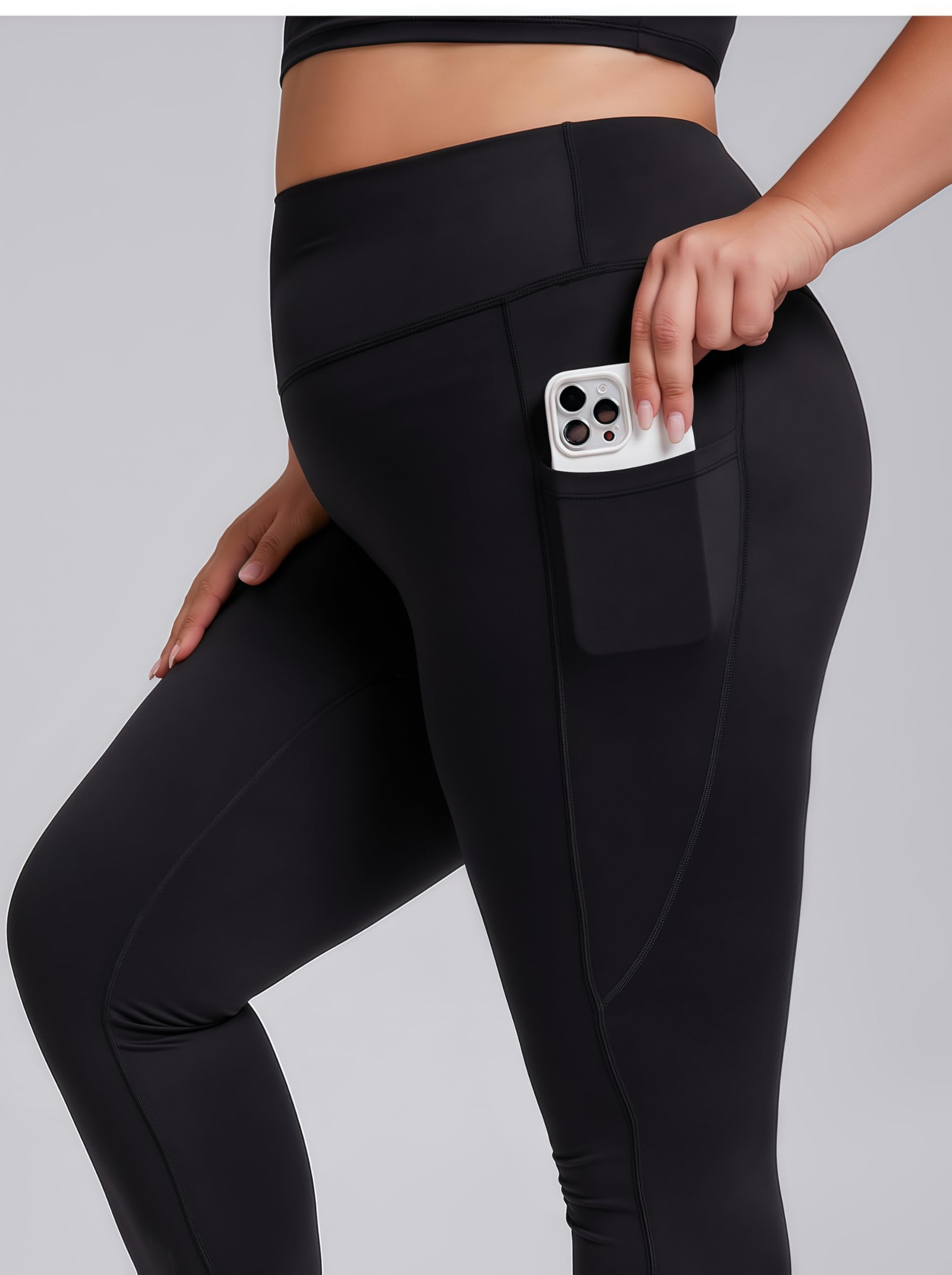 Generisch Plus-Size Damen Workout-Set, Sport-BH mit Shockproof-Support und Leggings mit M-förmigem Hüftlifting, Seitentaschen